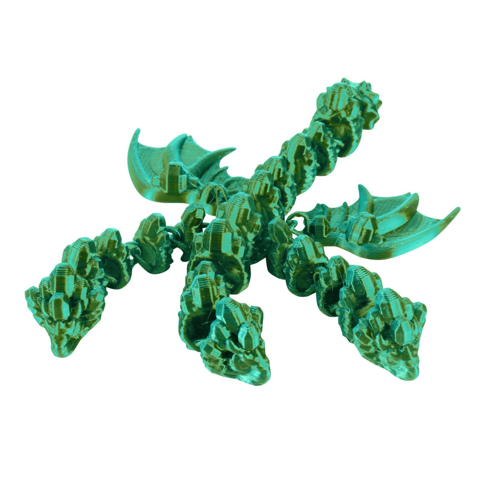 

3D-печатный дракон Rockyhydra 3D-печатный шарнирный кристаллический дракон игрушка для взрослых и детей игрушки Mystery Dragon One Size армия зеленый