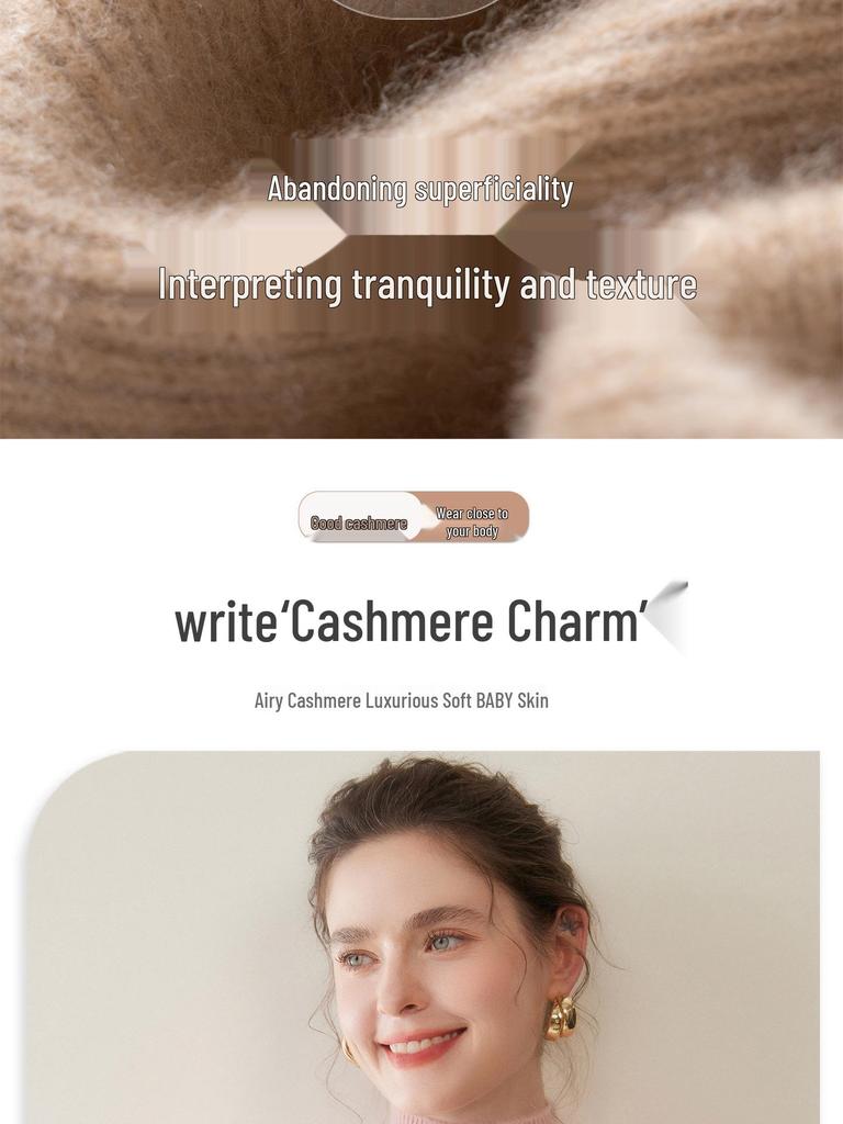 Women's Thickened Double-Strand Cashmere Sweater: Soft, Skin-Friendly, Ribbed, Slim-Fit, Solid Color, Half-High Collar, Flattering Knit Design.