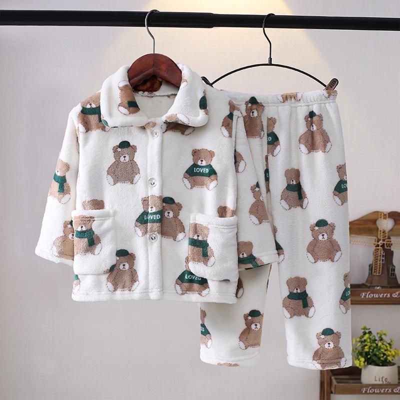 Set Pijama Flanel pentru Copii - Fleece Coral, Haine Toamnă/Iarnă, Îngroșat pentru Băieți și Fete