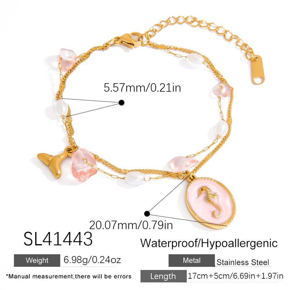 Women's Cross-border Stainless Steel Bracelet Niche Design Summer Beach Essential Fashionable Starfish Pendant 18K Gold