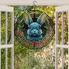 360 Rotating Metal Wind Chime for Outdoor Garden with Blue Rabbit and Roses Design Perfect Christmas Thanksgiving Gift for Patio Balcony