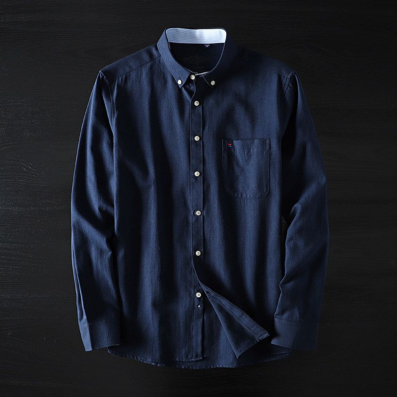 Oxford Fabric Long-Sleeved Japanese and Korean Style Shirt