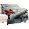 A Personalized Printed Blanket Gift for Fox Lovers, Soft Fleece Throw Blanket.