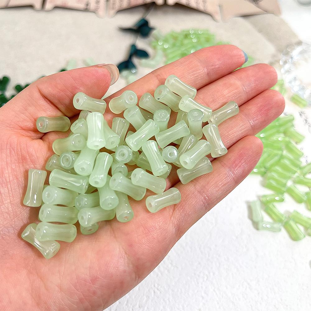 20pcs 60pcs 6x12mm Bamboo Joint Shape Bulk Green White Loose Spacer Beads DIY Jewelry Making Bracelet Necklace Handmade Supplies