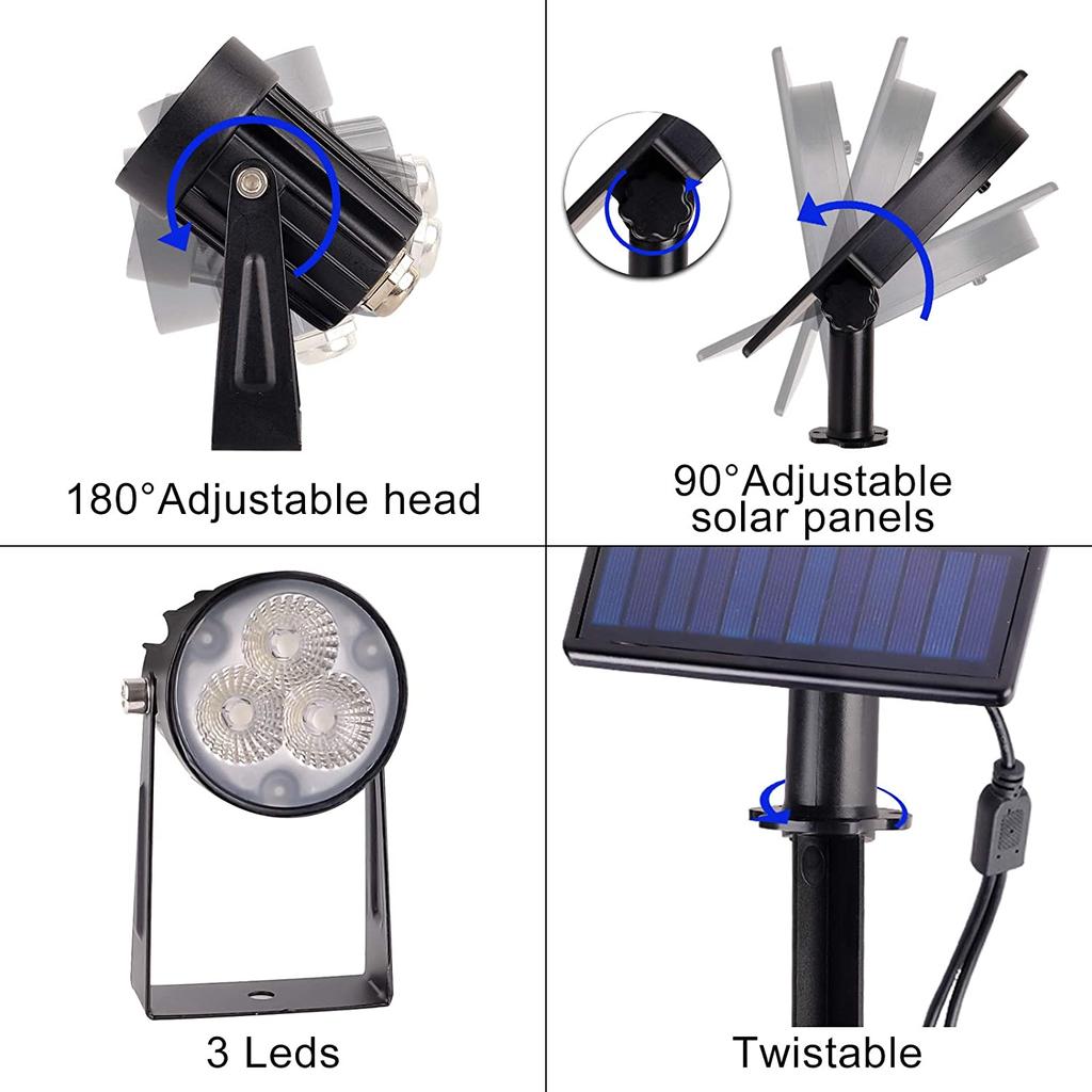 T-SUN Cold White Solar Spotlight Light IP65 Waterproof Adjustable Brightness Solar Garden Light Solar Light Outdoor Solar Lamp