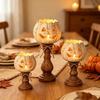 Halloweenská dýňová lampa ve vintage stylu s mašlí Držák na čajovou svíčku Dekorace na statek