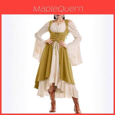 Baroque Style European Medieval Stage Dress With Spliced Polyester Fabric For Theater Performances