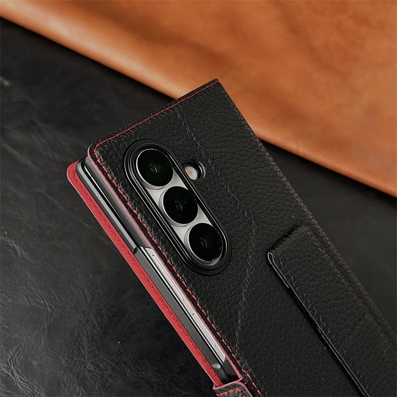 For Samsung Galaxy Z Fold 7 6 5 4 3 5G Luxury PU Leather Wallet Card Holder Phone Case With Screen Protect Film Shockproof Cover