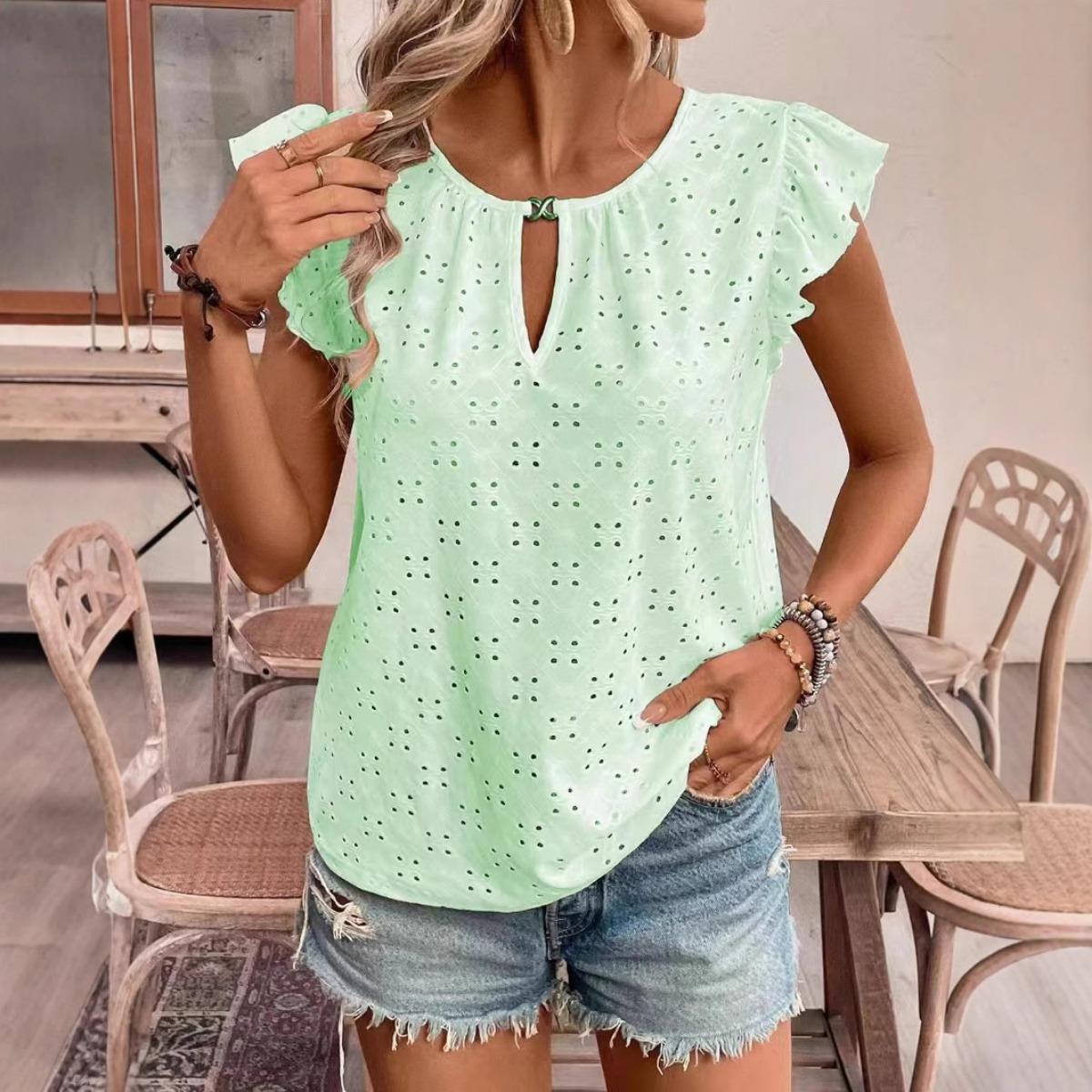 

Футболка с коротким рукавом и V-образным вырезом, женская, с рукавами пуш-ап XXL бирюзовый