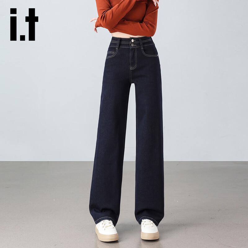 Izzue It Women s High-Waisted Double-Button Straight-Leg Jeans M