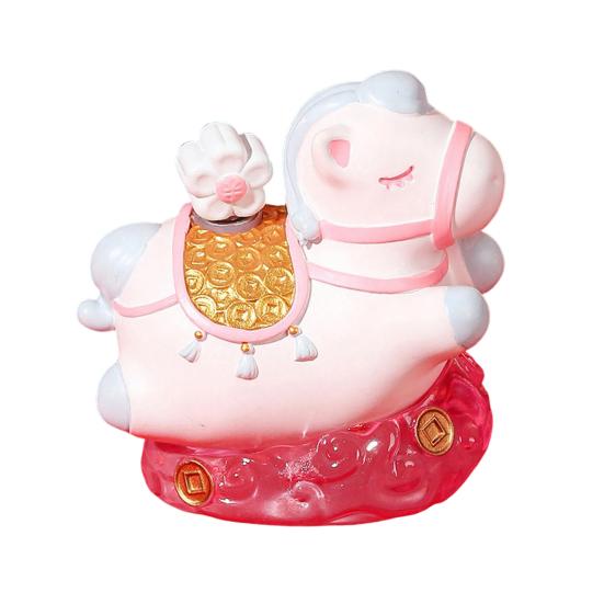Chinese Style Cartoon Horse Figurine Bring Good Luck Fortune Hand-painted Resin Pony Statue Home Office Desktop Feng Shui Decoration Ornament