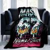 1PC Custom Name Ice Cream Neon" Flannel Blanket Versatile,all-season Throw Suitable for the Living Room,bedroom,camping,travel,and Gift