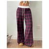 2025 Plaid Patchwork High Waist Straight-Leg Casual Pants