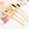 16Pcs Black Dinnerware Set Knife Fork Coffee Spoon Cutlery Set Stainless Steel Flatware Western Tableware Kitchen Silverware