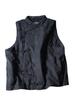 Johnature Women Stand Bead Quilted Vest Retro Polyester Solid Color Loose Padded Coat Winter Sleeveless Button Clothes
