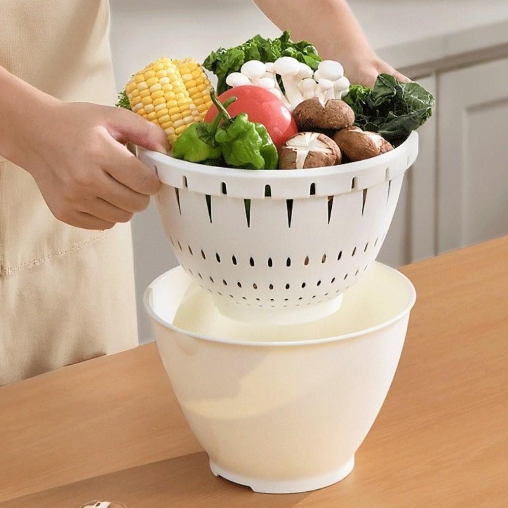 Plastic Vegetable Storage Basket Multi-Function Kitchen Colander Strainer Fruit Washing