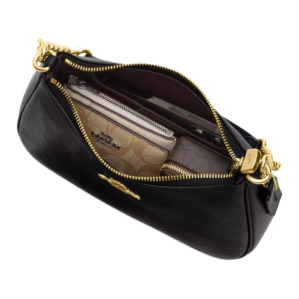 Coach Teri 24 Logo Metallico Chiusura con Zip Borsa a Tracolla Tote in Pelle Granata Media Borse da Donna Nero CV934-IMBLK