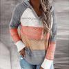 2026 Autumn Winter Women's Hooded Knit Sweater, Oversized Drop Shoulder Casual Pullover with Soft Yarn, Urban Street Style Top for Lounge Wear
