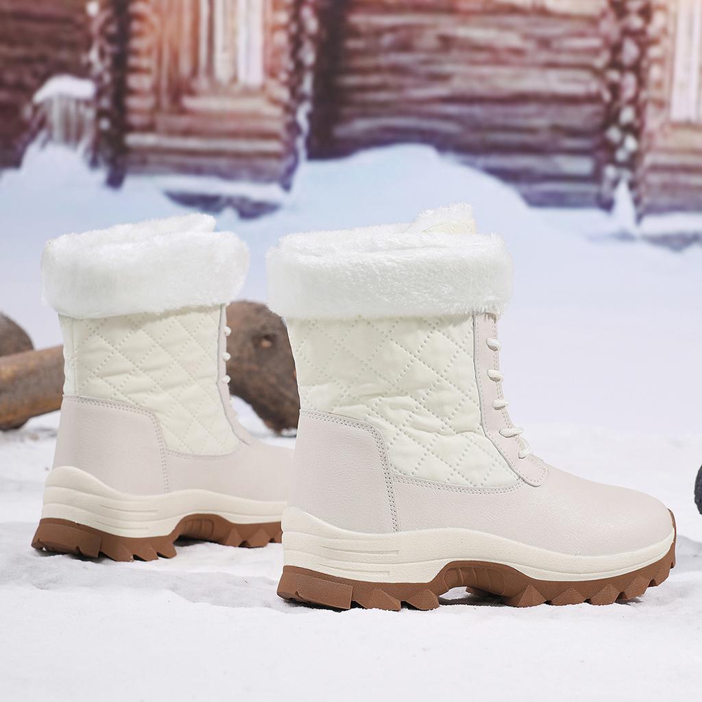 TUINANLE Unisex Black Snow Boots: Velvet, Lightweight, Thickened Plush Warmth Women Ankle Boots Men Cotton Shoes