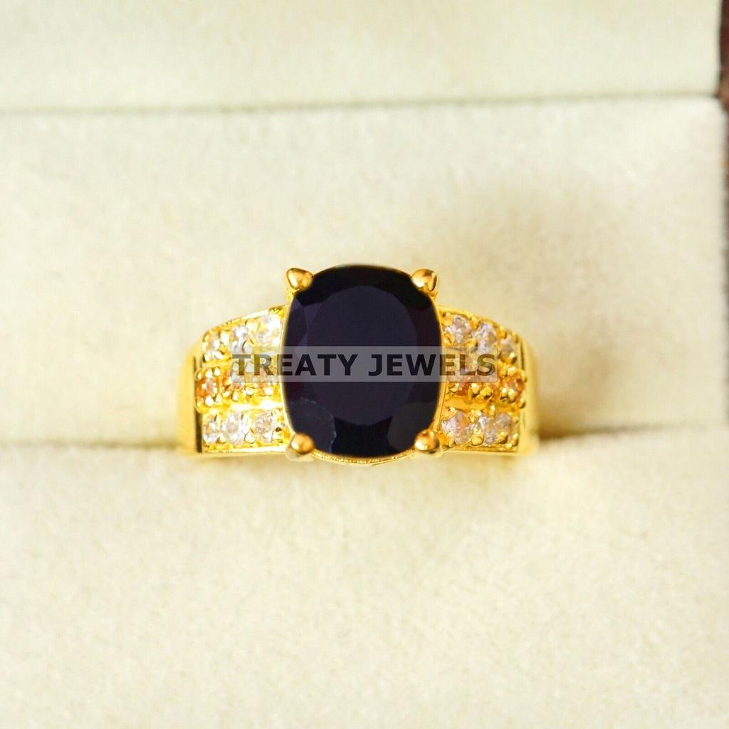 Black Onyx Oval Cut With 925 Silver Gold Plated Ring For Men's #A812 JL375666900540