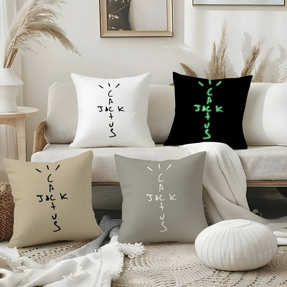 Cool C-Cactus Jack Pillow Case Home Dorm Chair Back Short Plush Double-Sided Printing Office Nap Time Cushion Cover