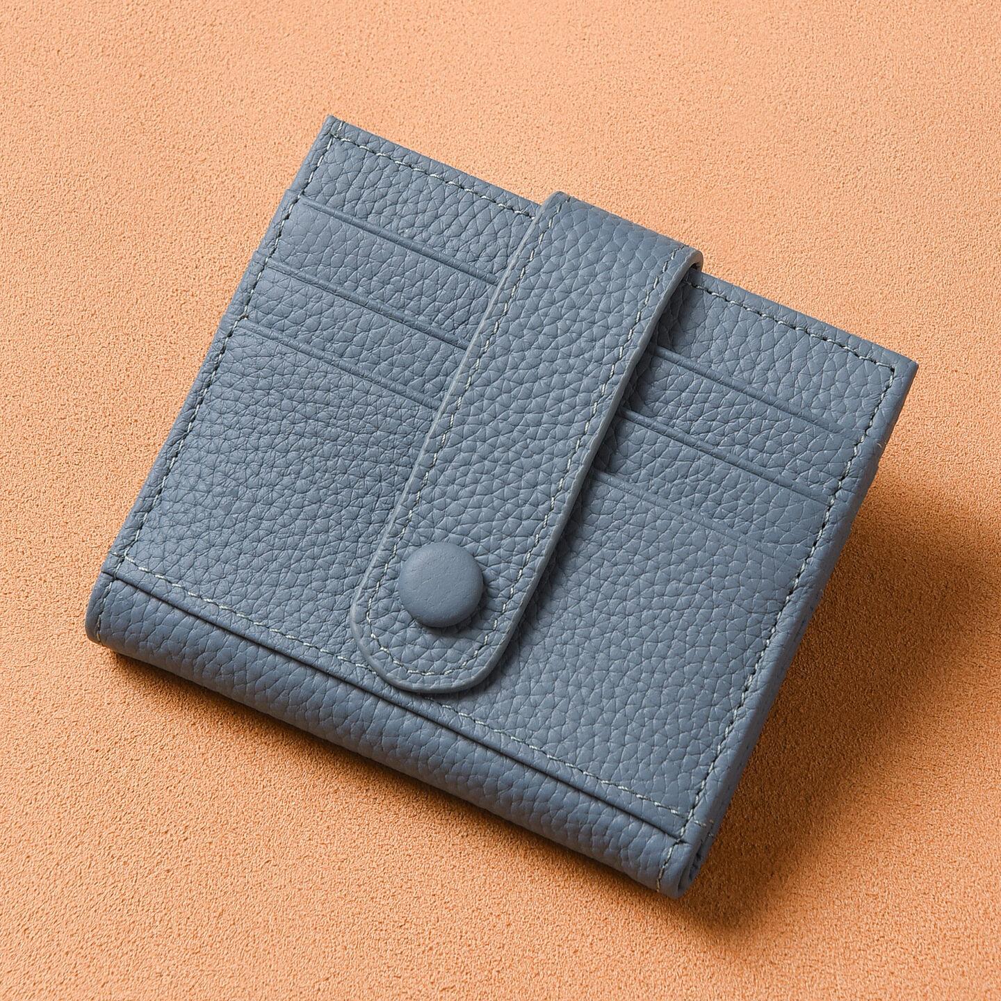 

Real Leather Card Holder for Women Short Style Small Purse Integrated Design Multi-cards Slots Money Thin Wallet джинсовый синий