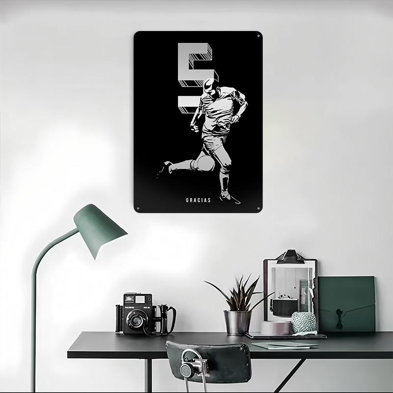 Zinedin Zizou Zidane Illustration Tinplate Poster Customized Wall Art Vintage Metal Signs Retro Tin Plaque for Gaming Decoration