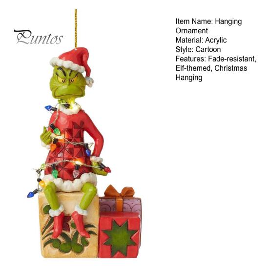 Vánoční zelený skřítek přívěsek Akryl 2D plochý závěsný ornament Santa oblek Zelený skřítek závěsný dekor pro ozdobu dveří na stromě
