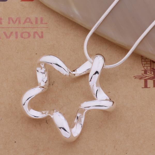 Jewelry Silver-plated Corrugated Five-pointed Star Starfish Pendant Snake Chain Necklace