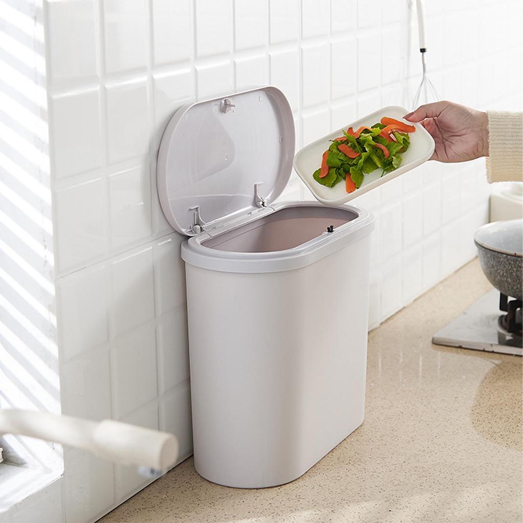 Bathroom Trash Can Multipurpose Large Capacity Modern Nordic Style Kitchen Garbage Can with Press Type Lid for Home