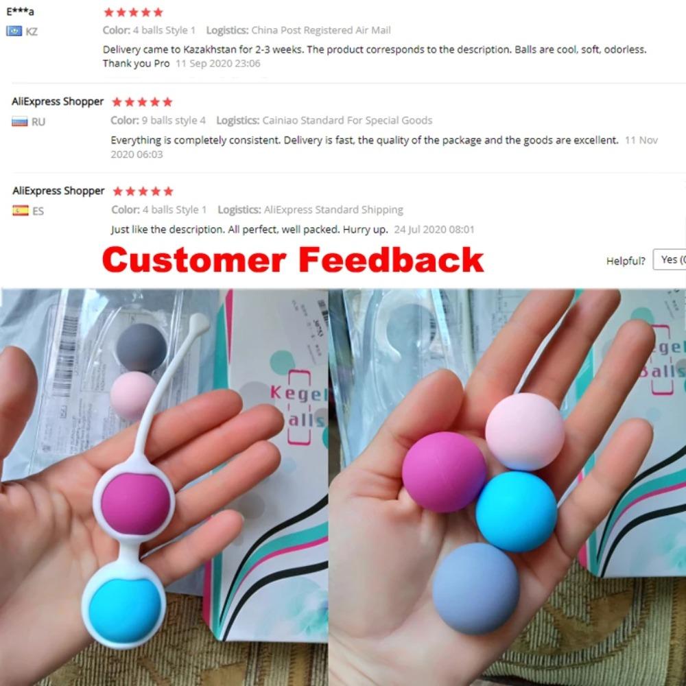 4-Pack Silicone Kegel Balls for Women - Vaginal Tightening, Pelvic Floor Exercise, Body-Safe Weighted Vaginal Weights, Kegel Trainer Sex Toy