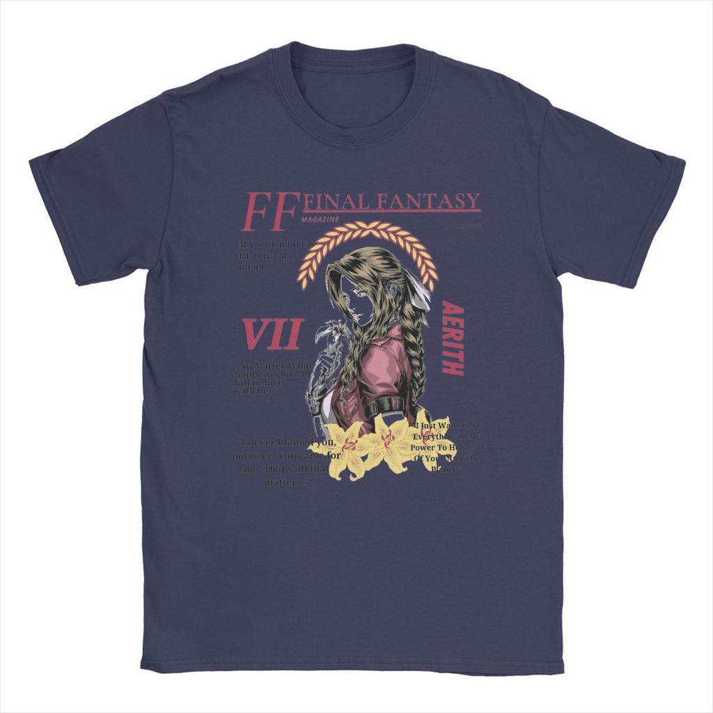 Aerith Gainsborough FF7 Magazine Final Fantasy Men T Shirts Vintage Tee Shirt Short Sleeve T-Shirts 100% Cotton Birthday Gift