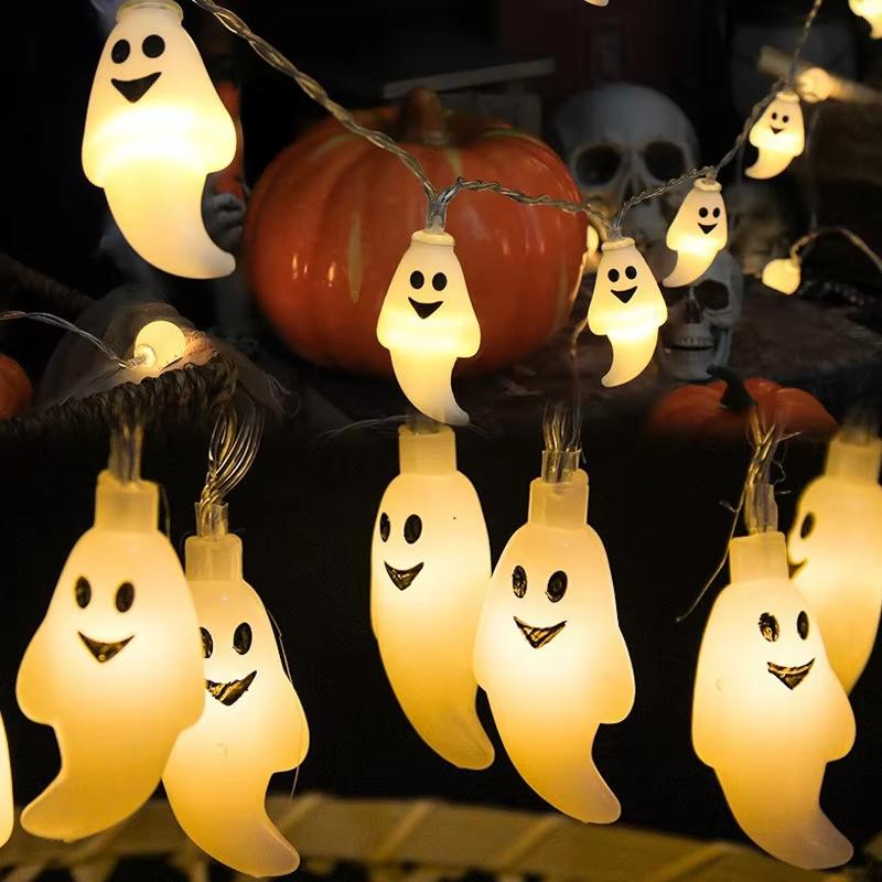 Halloween Ghost LED String Lights Long Lasting Battery Halloween Horror Atmosphere For Home Party Holiday DIY Decor Lighting