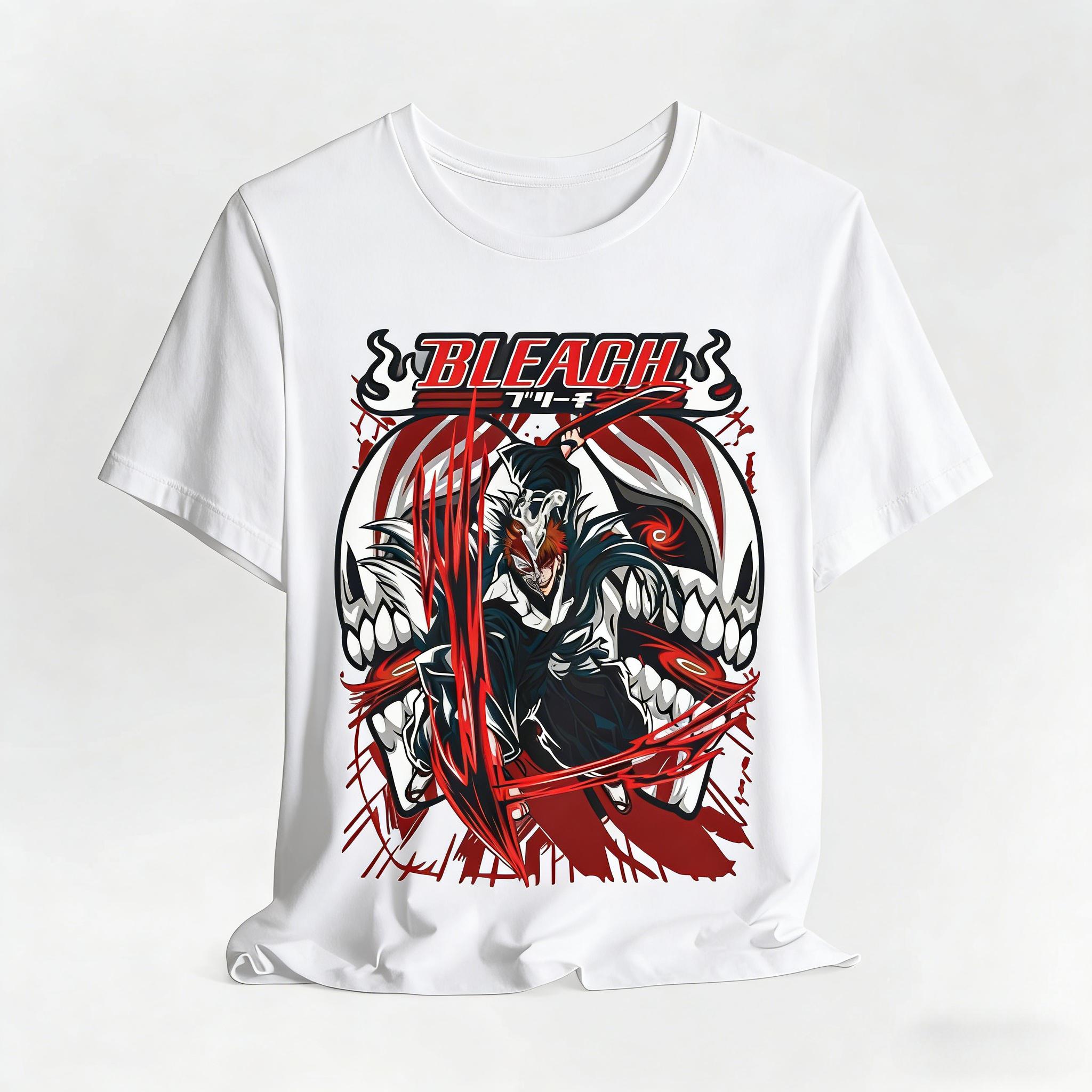 

Аниме Японский BLEACH 2026 Лето Новый Мужской тренд Футболка 100% Хлопок большой рисунок унисекс короткий рукав Свободная повседневная рубашка Y2K M