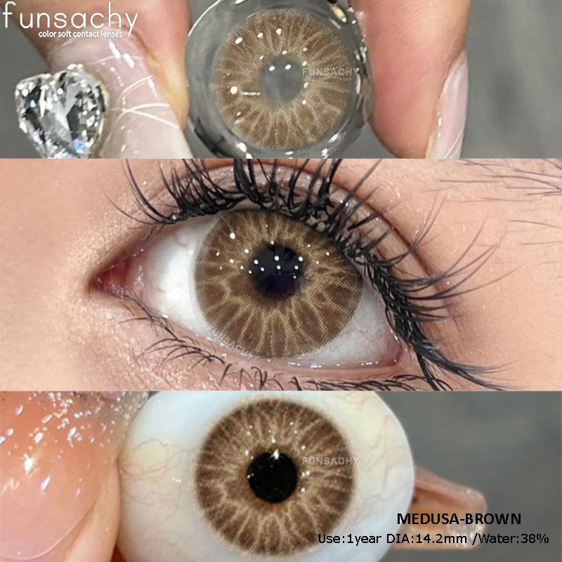 

FUNSACHY 1 пара натуральних коричневих контактних лінз для очей Косметичні краси Зіниці Сірі лінзи Різнокольорові контактні лінзи Кольорові лінзи
