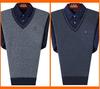 Men's Autumn/Winter Knit Sweater with Fake Two-Piece Shirt Collar - Plus Velvet, Middle-Aged & Young Styles.