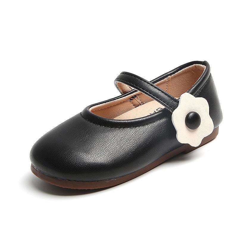 Fashion 2024 New Girls White Leather Shoes Children Flat White Shoes Girls Flower Girl School Dress Shoes Toddler Girl Footwear