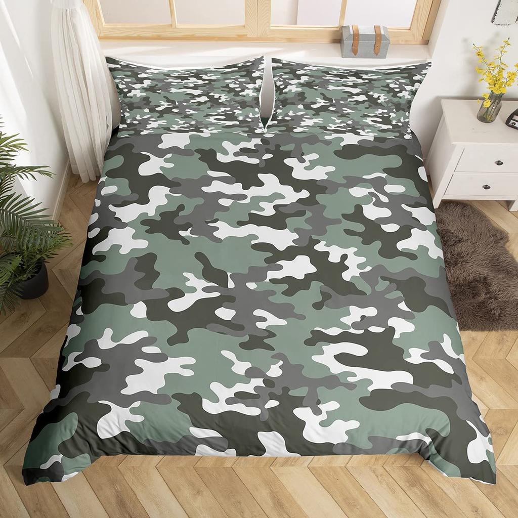 Red Camouflage Pattern Duvet Set Three-Piece Set Bedding Bedroom Decoration
