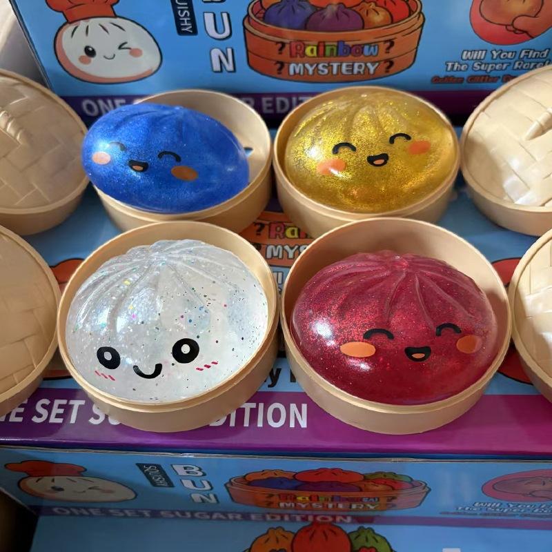 Imitation Bun Pinch, Lejin Powder Large Bun Cartoon Expression Stress-Relief Toy, Slow Rebound Release Toy