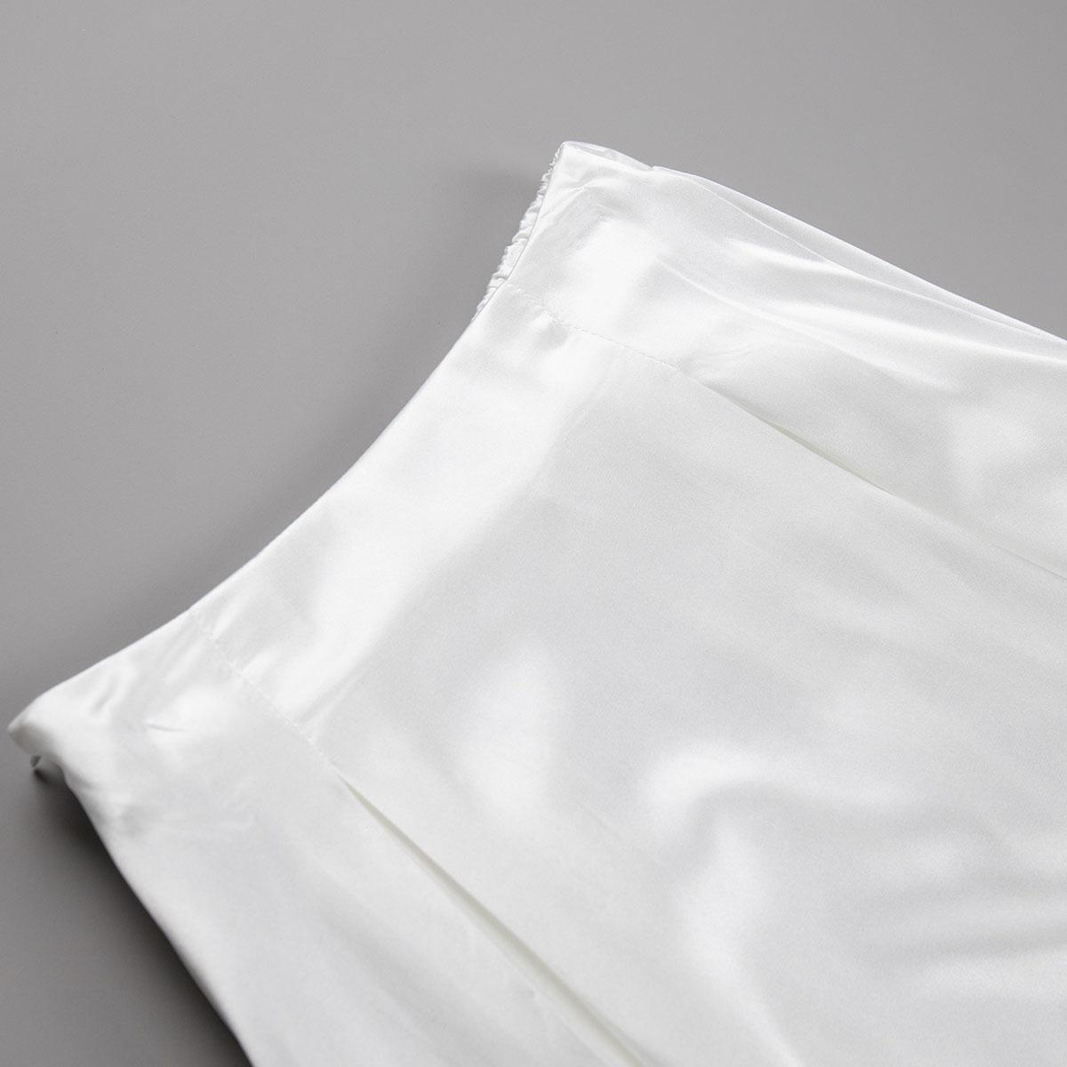 Женская летняя элегантная атласная однотонная юбка с высокой талией — фото 20