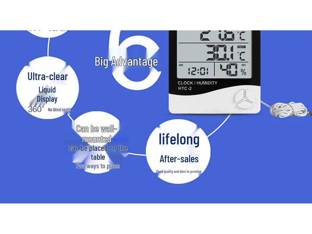 TK Electronic HTC-2 High Precision Digital Thermohygrometer with Probe for Indoor & Aquarium Water Temperature Measurement.