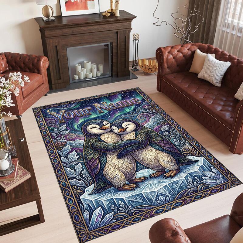 Valentine Love Theme Crystal Velvet Rug Personalized Custom Name Text Soft Floor Mat Home Decor