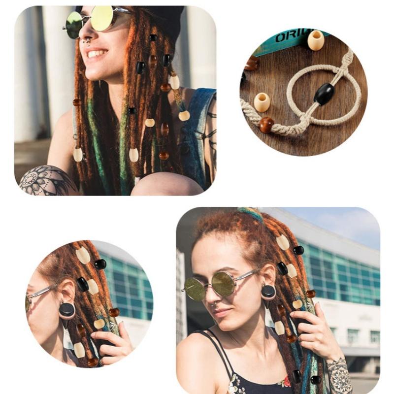 10pcs 30x20mm Wooden Beads for Crafts Natural Wood Hair Bead Vintage Wooden Spacer Accessories for Macrame Necklace Bracelet