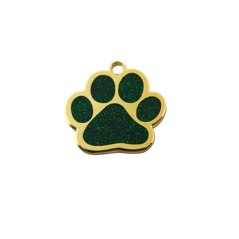 

Glitter Paw Print Zinc Alloy Dog ID Tag with Engravable Footprint Design 29.5mm x 29.5mm x 1.8mm мерцание/зелёный