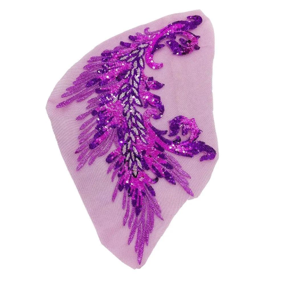 Patchwork Sticker Phoenix Tail Feather Sequined Embroidery Patches DIY Sequins Patches Iron On Patches Classic Fashion Dresses