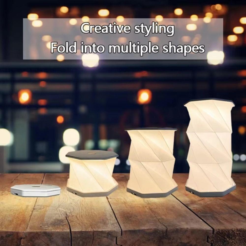 Creative Foldable Paper Latern LED Mini Rotating Light Birthday Gift Dimmable Table Lamp Home