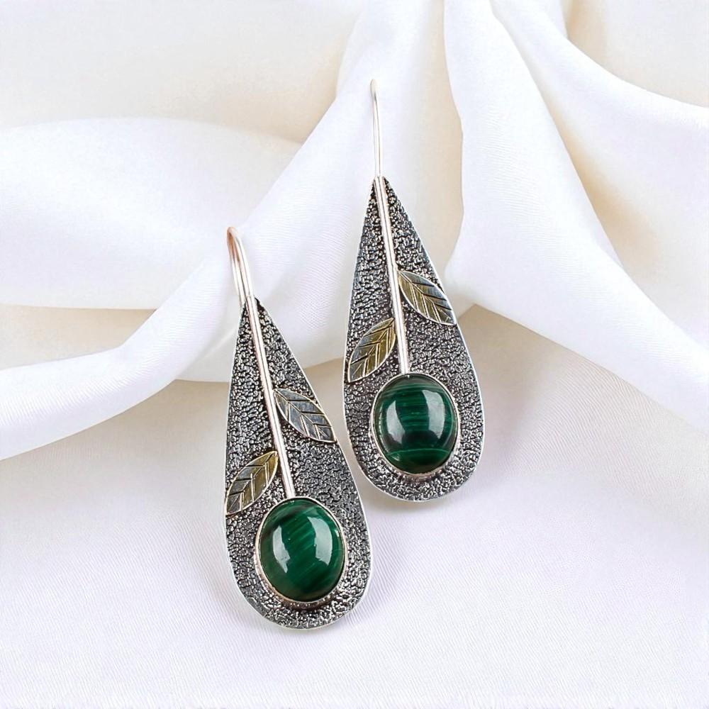Natural Malecite Gemstone 925 Sterling Silver Jewelry Handcrfated Earrings 2.00" EE-72-33