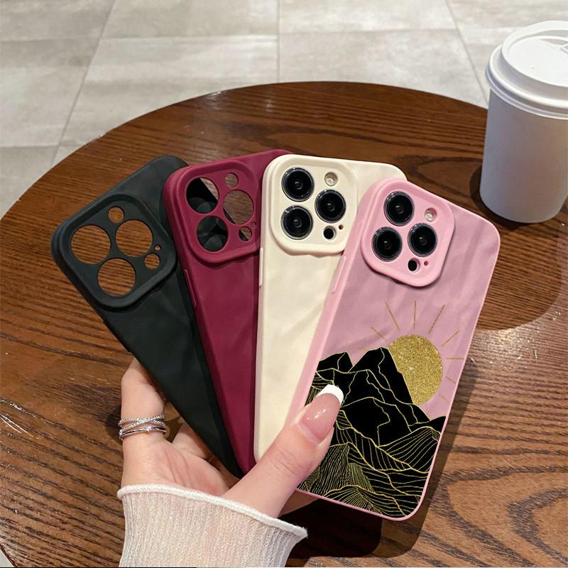 Surface Wrinkles and Unevenness Mobile Phone Shell Sunrise Printed Protective Matte TPU Cover Soft Silicone Case