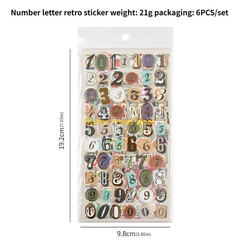 W89C Letter and Number Sticker Decorative Journaling Sticker For Notebook Journaling