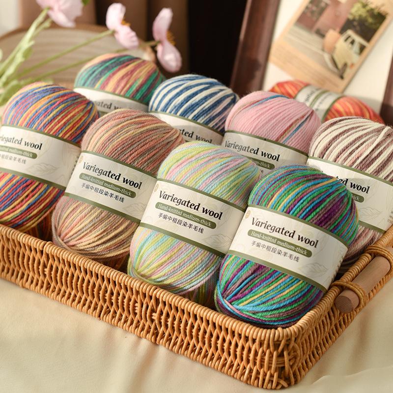 

100g Segmented Dyed Gradient Colorful Yarn, Medium Coarse Hand Woven Hook, Sweater, Hat, Scarf Yarn DIY Knitting&Crocheting